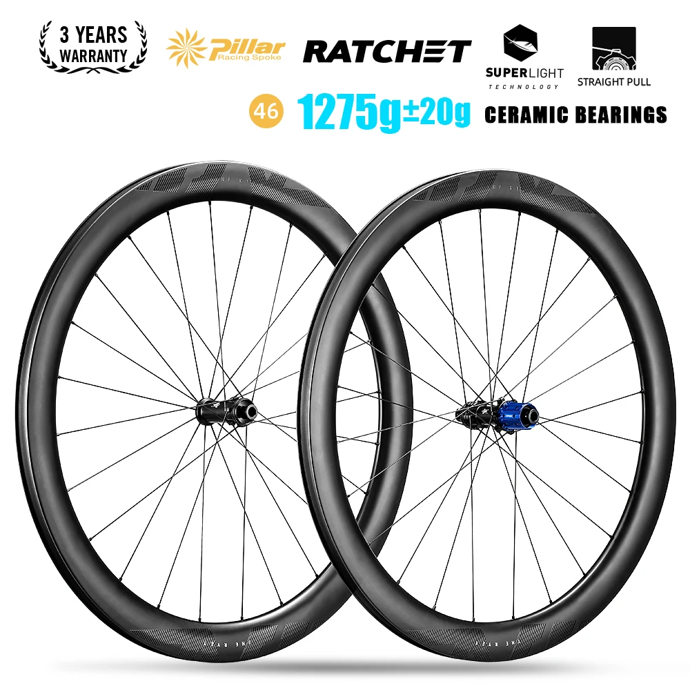 

RYET SuperLight Road Carbon Wheels 1275g Ceramic Tubless Clincher Disc Brake Ratchet 36T Hub Bicycle Wheelset Cycling Rim Parts