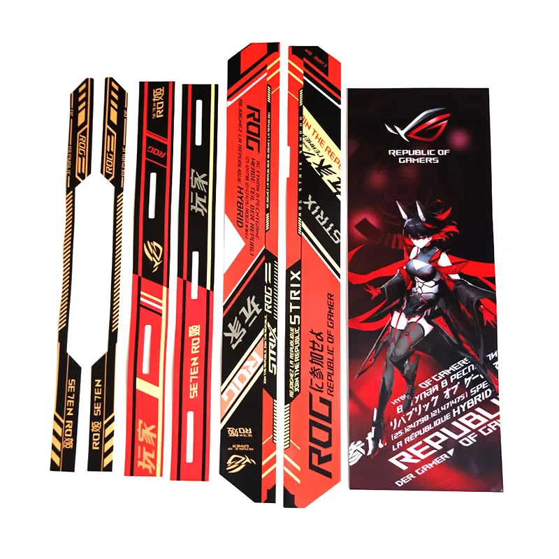 Diy Quadro Adesivos para Asus Gx601 Case Mod Helios Chassis Anime Stricker Front Coverrog Gaming Cabinet Acessórios Decorativos