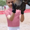 MXLLINA Summer Short Sleeve Equestrian Shirts Girls Breathable Zipper Sport T-Shirt Chirldren Riding Horse Tops Girls 3