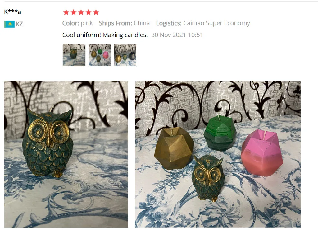 Description Picture 6 of item1pc 3D Owl Candle Mold Silicone Mold for Candle Making DIY Handmade Resin Molds for Plaster Wax Mould Soap Making Cake Kit