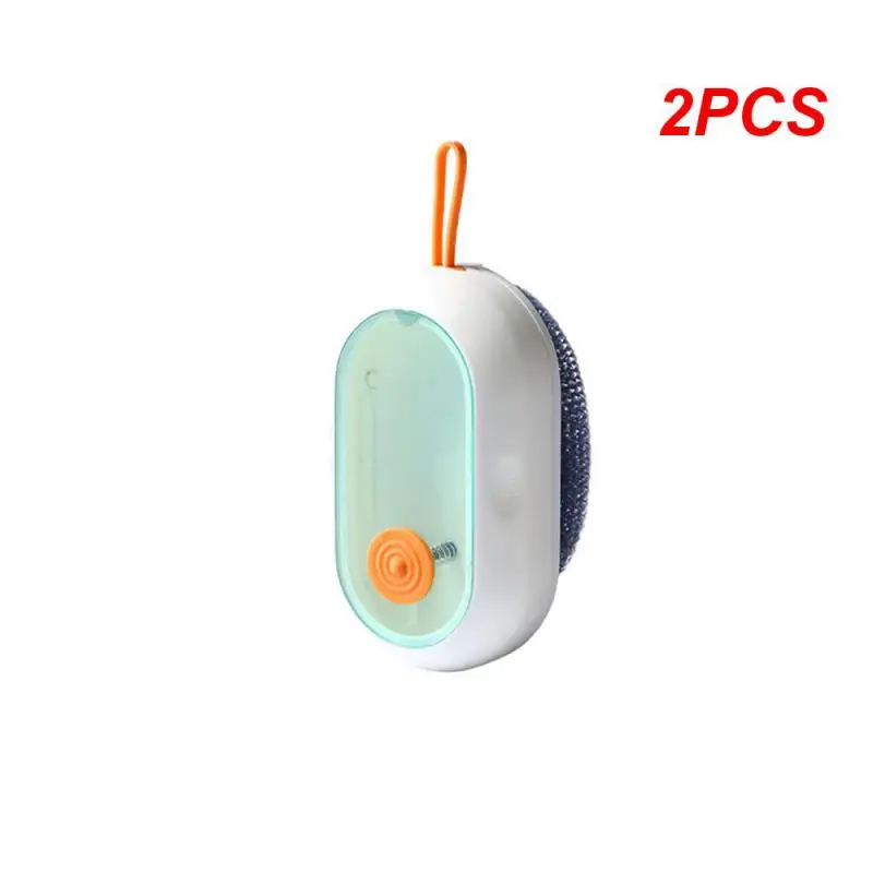 

2PCS Pot Brush Green White Modern Minimalist Strong Decontamination Easy Drain Hanging Hole Design Kitchen Accessories