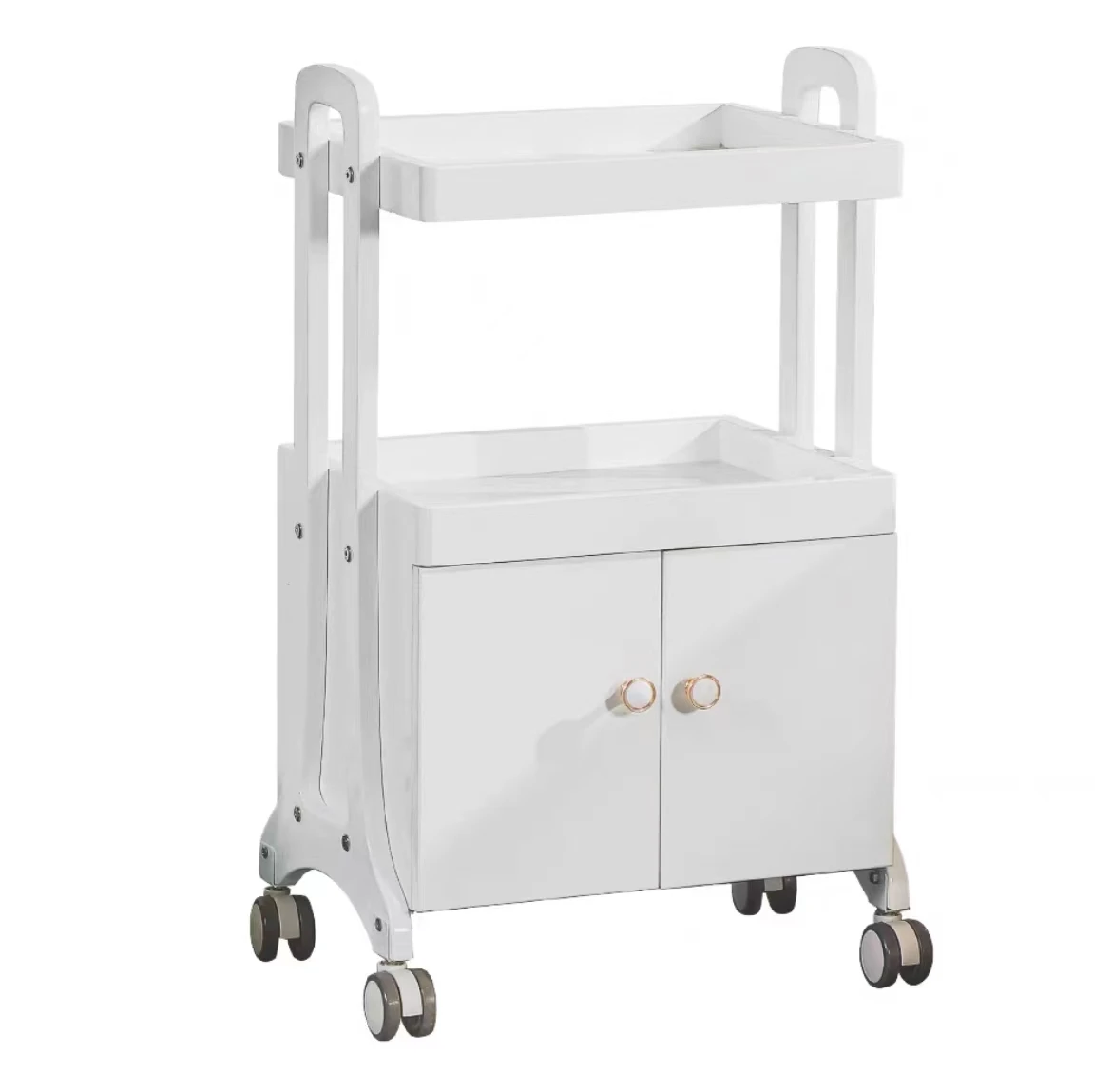 Luxury all-steel structure beauty trolley has storage function and can bear 150KG mobile rack for beauty salons