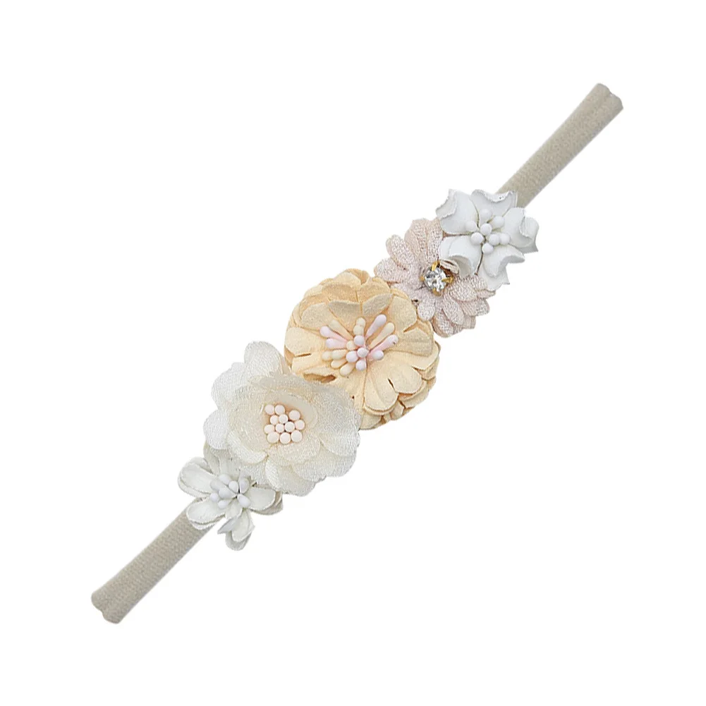 5 Teile/los Künstliche Blume Baby Stirnband Neugeborenen Jungen Mädchen Gefälschte Floral Nylon Haar Bands Prinzessin Strass Haar Zubehör – Detail 11