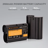 K&F Concept EN-EL15 EN-EL15A EN-EL15B 2 Pack Battery and Charger for Nikon Z6 Z7 D780 V1 D850 D810 D810A D800 D800E D750 Cameras 2