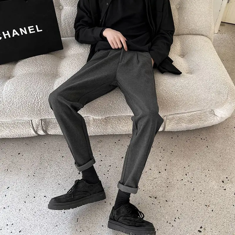 

Мужские осенне-зимние деловые брюки, новинка 2023, мужские брюки с высокой талией, уличная одежда, повседневные брюки, мужские шерстяные Бриджи W181