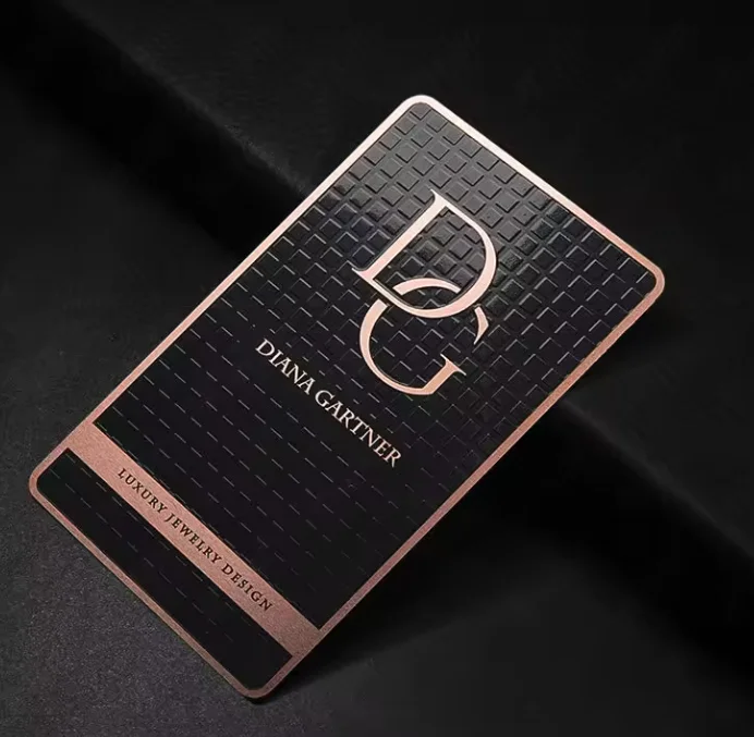 

Custom Metal Business Card Mirror Finish Crafted Custom Logo Printed Matte Black Gold Silver Pink VIP Cards