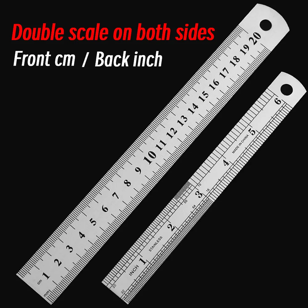 Stainless Steel Ruler 10P 15-30cm Double Sided Measuring Tool