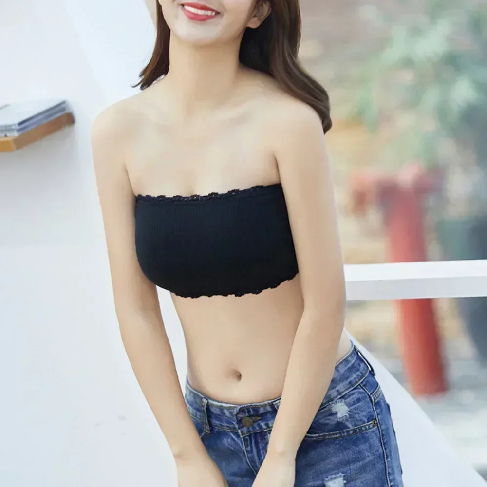 Women Lingerie Bra Invisible Strapless Solid Color Wrapped Chest Sexy Tube Top Underwear Female Beautiful Tank Top Seamless Crop