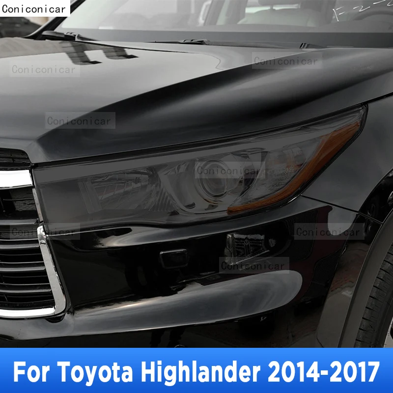 

2 Pcs Car Headlight Protective Film Headlamp Transparent Black TPU Sticker For Toyota Highlander 2014 2015 2016 2017 Accessories
