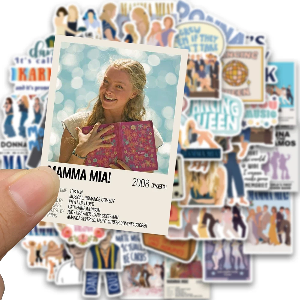 50PCS Mamma Mia Print Stickers wall stickers travel stickers Vintage Paper Graffiti Luggage Laptop Motorcycle Cafe Decoration Waterproof Car Kid Toy