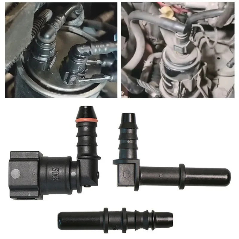 Car Fuel Line Coupler Hose Quick Connect ID6 7.89mm Rubber Nylon Oil Line Pipe Adapter Disconnect Release Hose Connector