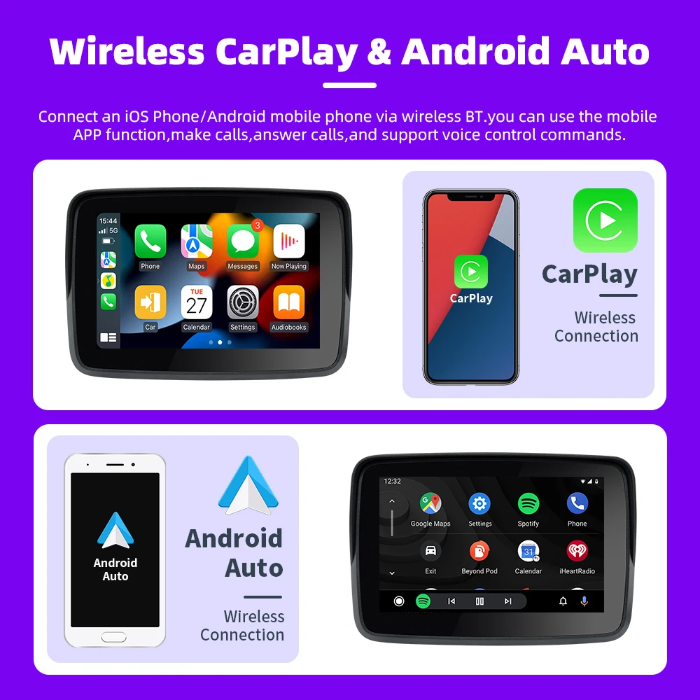 Racext MotoDiplay model Alpha 1: GPS Navigation Motorcycle IPX7 Waterproof Apple Carplay Display Screen Portable Motorcycle Wireless Android Auto Monitor - OTHER COMPONENTS - Racext 75