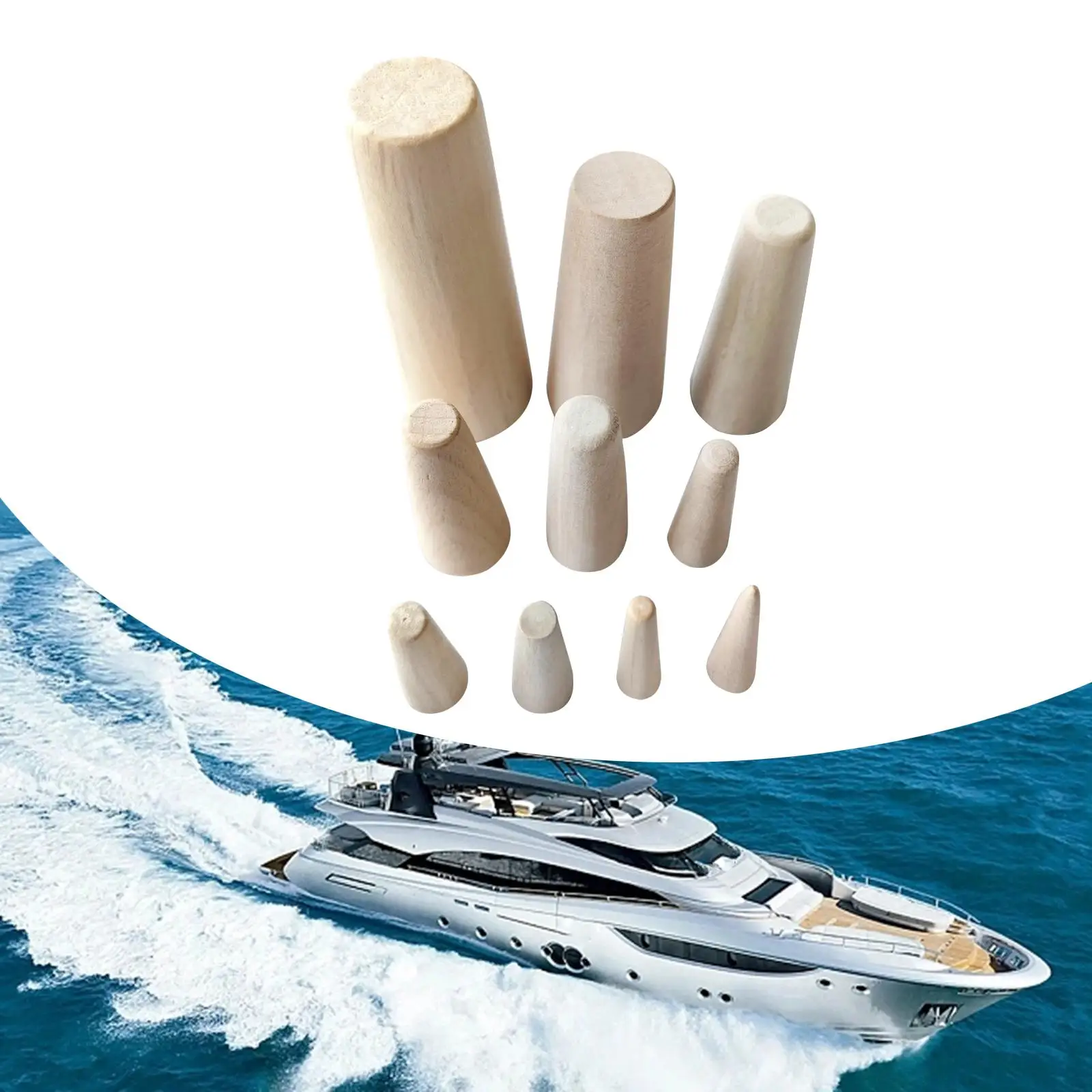 

10 Pieces Boat Emergency Wood Plugs Drain Stopper Boat thru Hull Plug Wooden