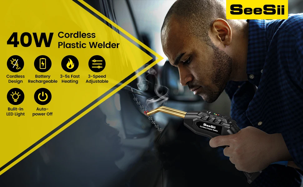 40W Plastic Welders Kit Hot Stapler Plastic Welder Heat Gun 4.0Ah Soldering Iron