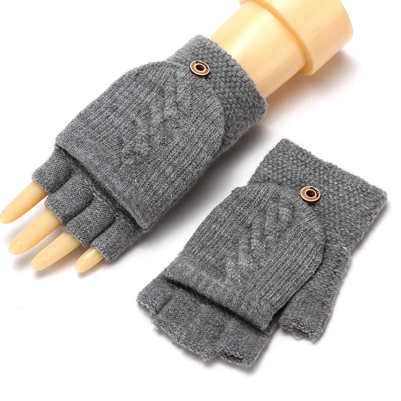 Fingerless Gloves Unisex Wool Knitted Winter Warm Finger Free Touchscreen Men Women Exposed Finger Mittens