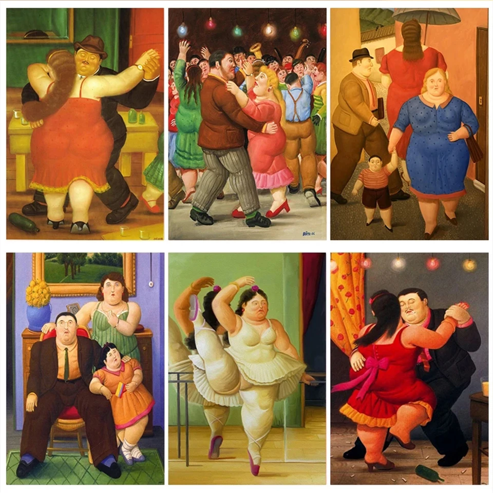 5D Diamond Painting Famous Fernando Botero Dacing Party Mosaic Art Embroidery Cross Stitch Kit Full Square Portrait Home Decor