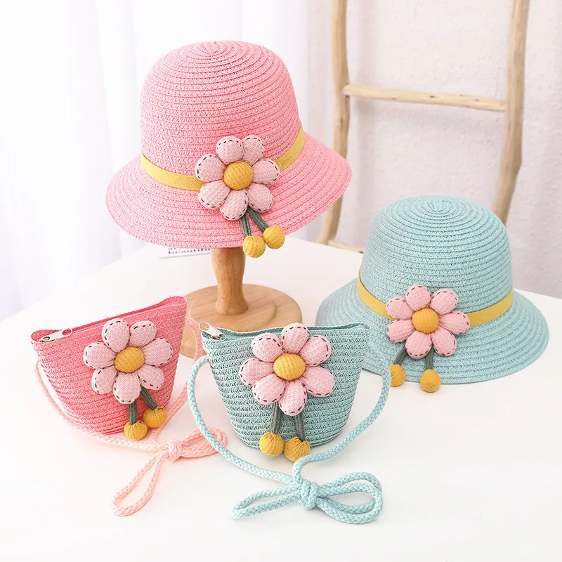Tanio Dziecko księżniczka lato śliczny kwiatowy słomkowy kapelusz ochrona przed sklep