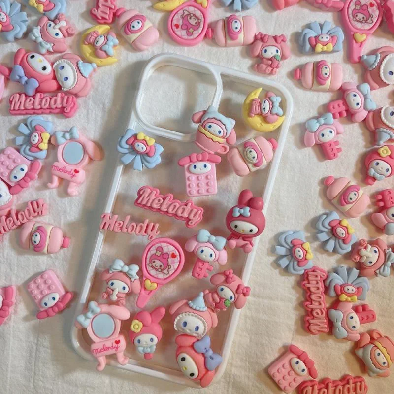 

10Pcs Sanrioed My Melody Cartoon Creative Dresser Cream Glue Resin Accessories Super Cute Diy Phone Case Hairpin Material