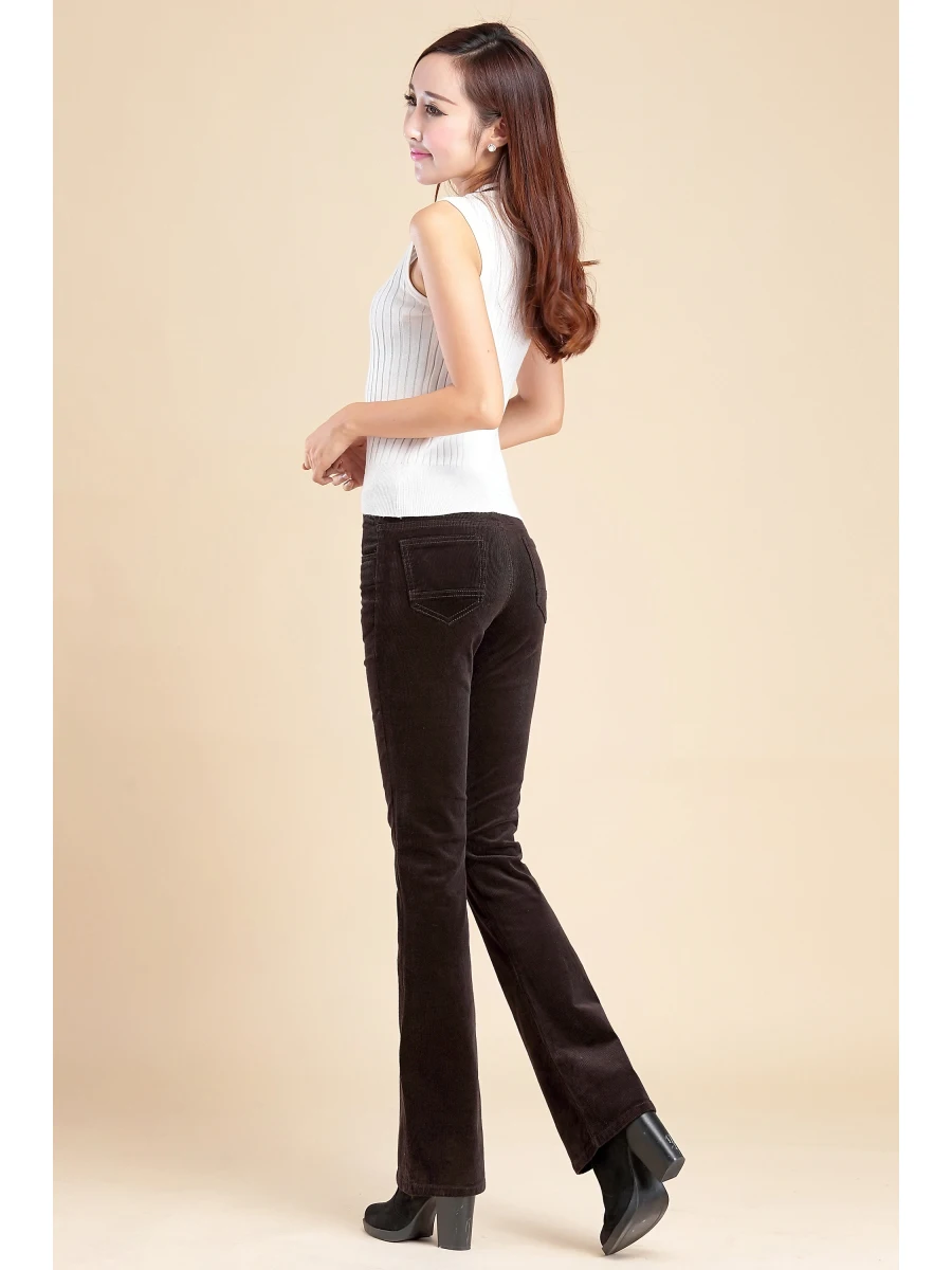 2025, Damen-Cordhose mit weitem Bein, mittlere Taille, ausgestellte Cordhose, Freizeithose, Herbst und Winter – Detail 23