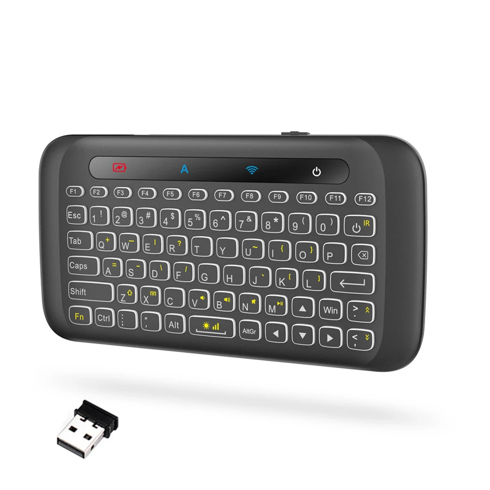 2.4GHz Backlit Wireless Keyboard IR Leaning Remote Control Touch Screen Air Mouse Keyboard Colorful LED with USB Dongle Receiver