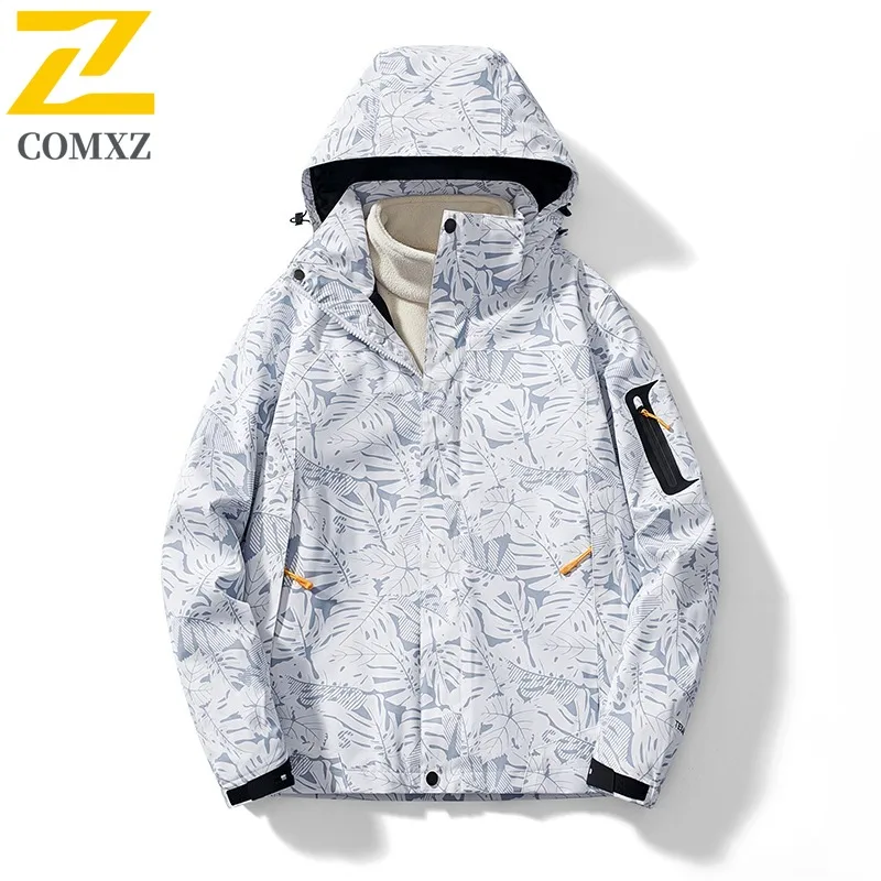 COMXZ Luxury Hooded Fashion Men Jacket Hiking Trip Wind Resistant Warm Parka Leisure Outdoor Light Cold Proof Winter New Apparel