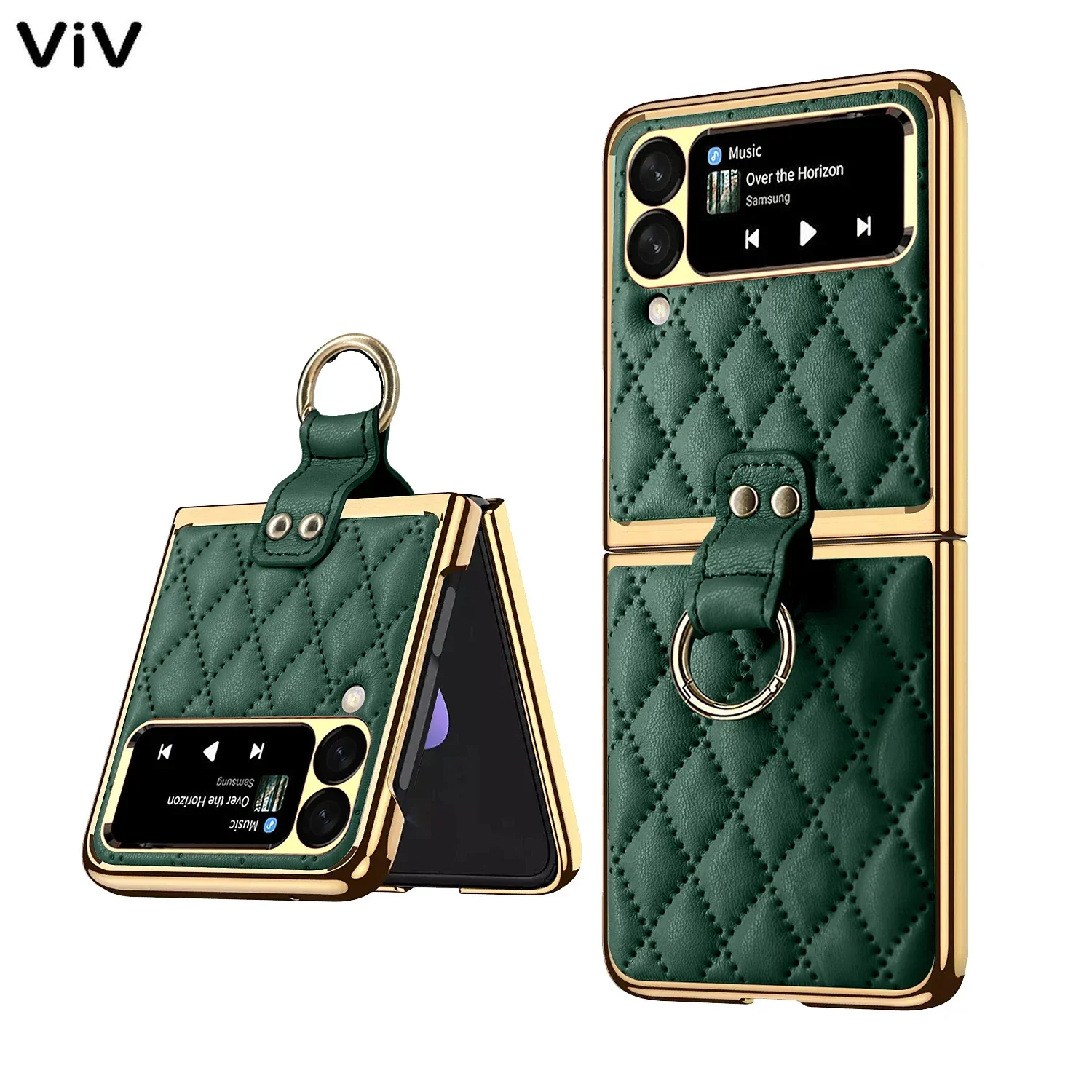 

Luxury Diamond air cushion Leather Case For Galaxy Z Flip 5 5G Flip3 Z Flip 4 Flip5 Ring Holder Lens Protection Shockproof Cover