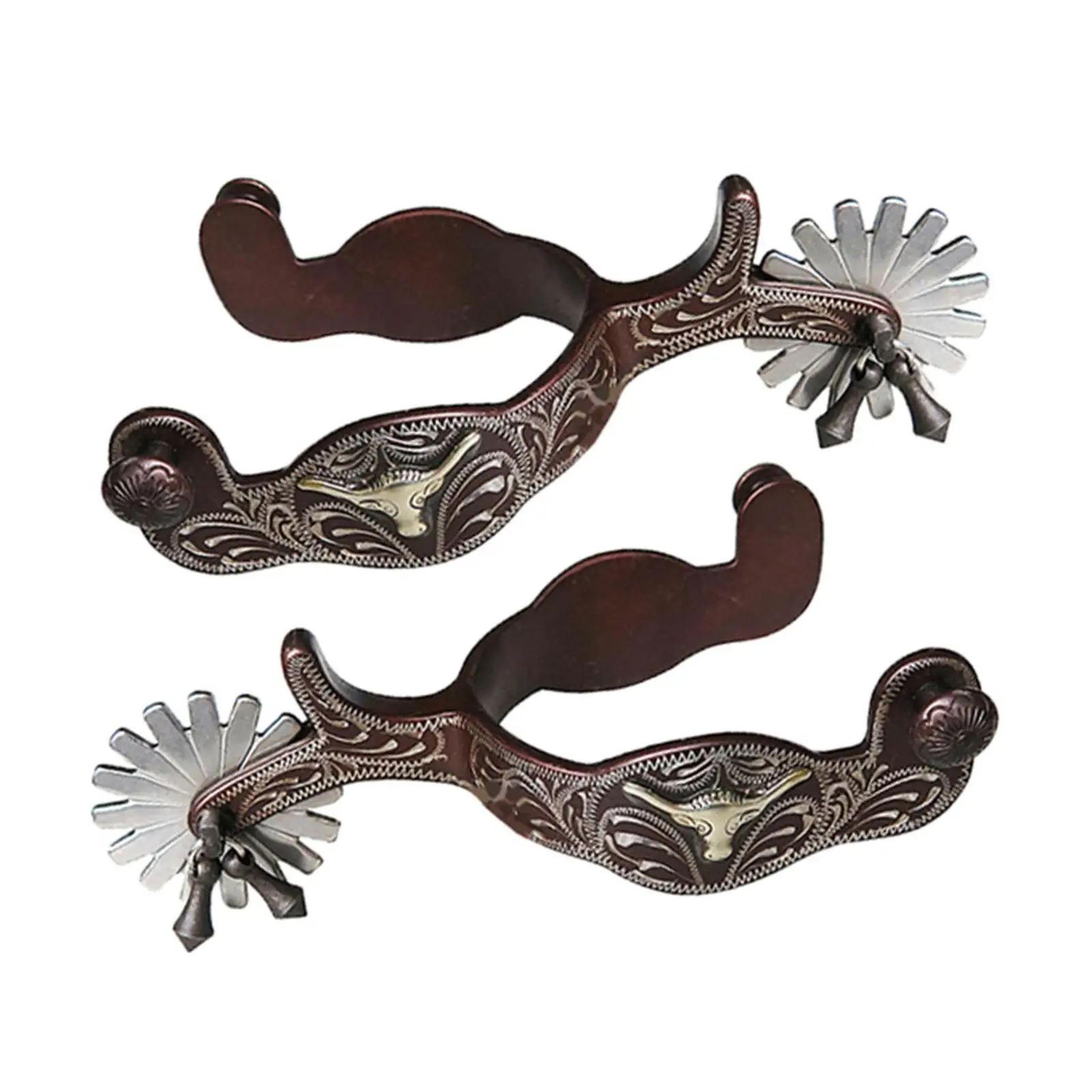 2x Horse Spurs Anti Rust Western Style Spur for Competition Equipments Brown 5
