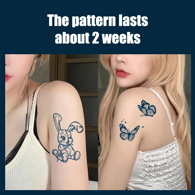30pcs Semi Permanent Cartoon Herbal Tattoo Stickers For Women's Waterproof Disposable Water Transfer Printing Stickers 3