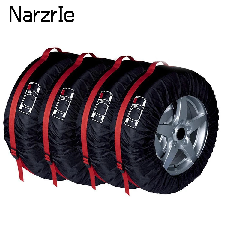 4pcs 13 16 Inch Car Spare Tire Cover Storage Bags Carry Tote Polyester