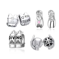 FC Jewelry Fit Original Pan Charm Bracelet 925 Silver Scuba Diver Diving Shoe Oxygen Tube Bead Making For Women Berloque DIY 1