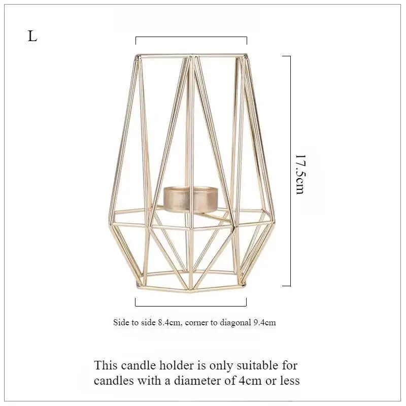 Metal Ornaments Candlestick Container Polygonal Geometry Iron Candlestick Handicraft Simple Aromatherapy Candle Base