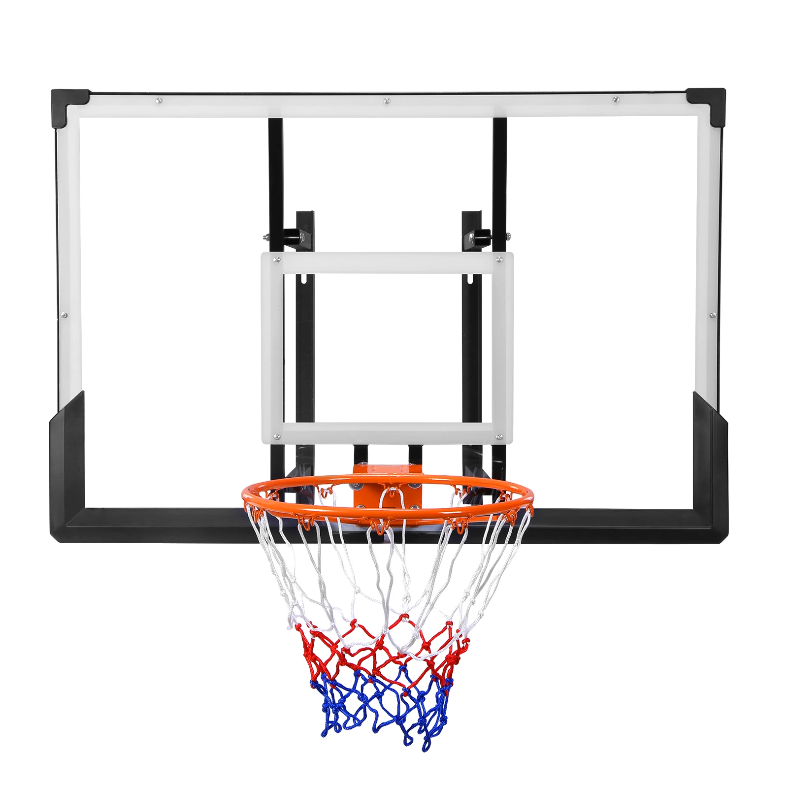 Wall Mounted Backboard & Rim 47-Inch Large Indoor Basketball Hoop Set for Garage Fitness Center Barn School Gym Driveway