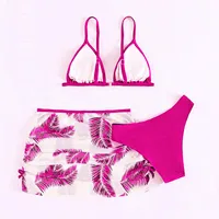 Bathing Suit Girls Kids Child Girls 3 Piece Swimsuits Bathing Suit Bikini Tops Underpants Print Skirt Toddler Girl Swim Suit 5t 2