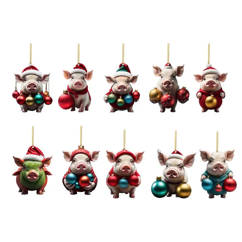 

Рождественская милая фотография, декоративная 2D акриловая фотография, креативный красочный шар в форме свиньи, рюкзак, украшение для автомобиля