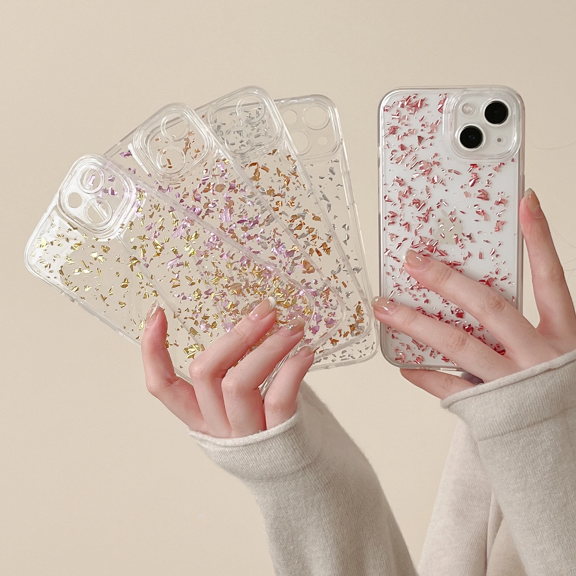 Luxury Glitter Bling Gold Foil Case for iPhone 14 13 12 11 Pro X XR