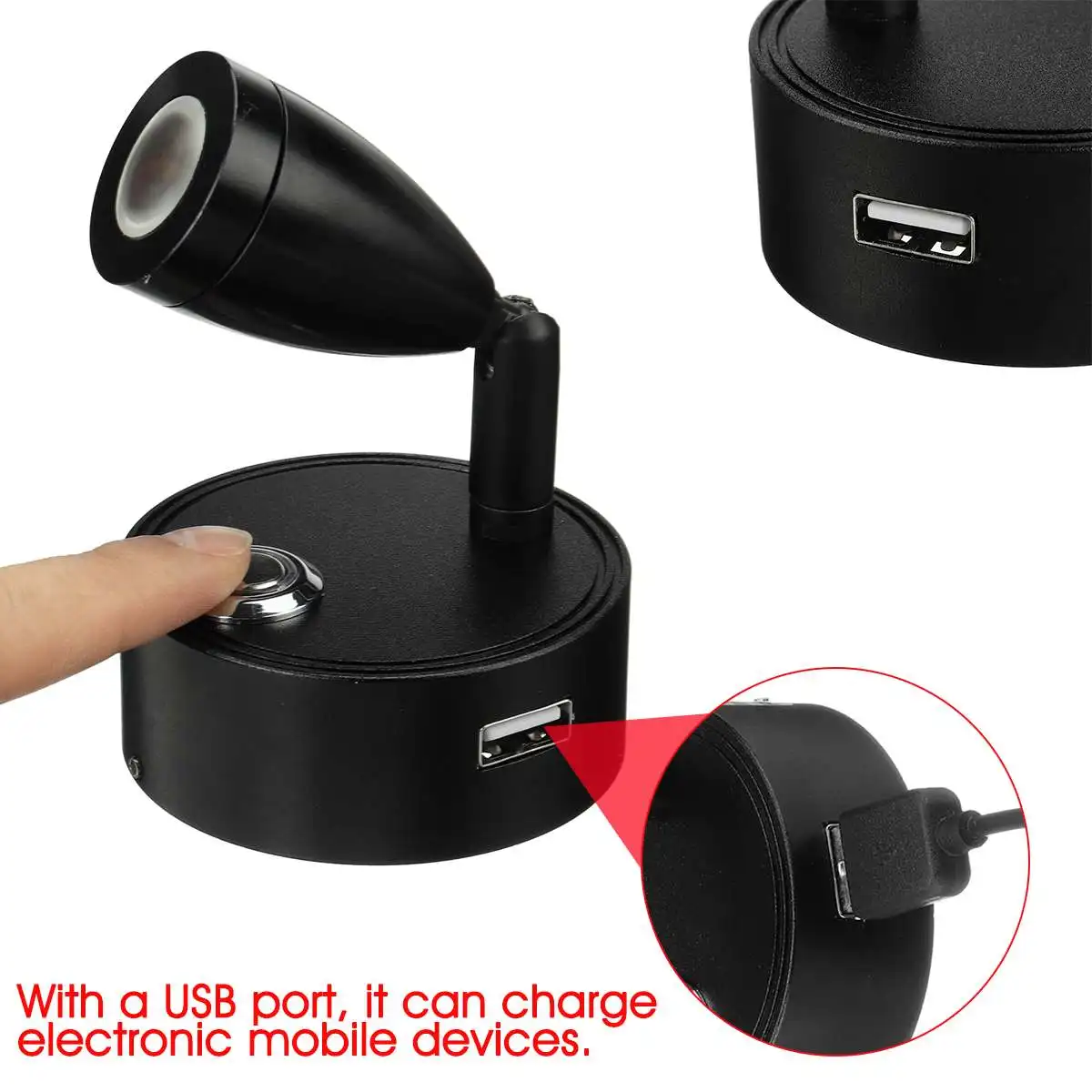 ķī  ĳ Ʈ LED ƮƮ, 12-24V RV ׸ ,   , 360  ȸ  , USB Ʈ 