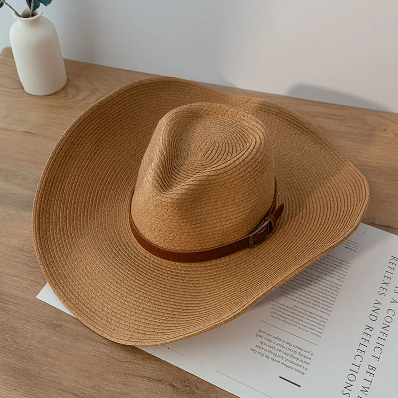 Summer Big Edge Wild Sun Cap Men And Women Outdoor Cowboy Sunscreen Straw Cap Foldable Curling Hat Beach Fishing Casual Hat 1