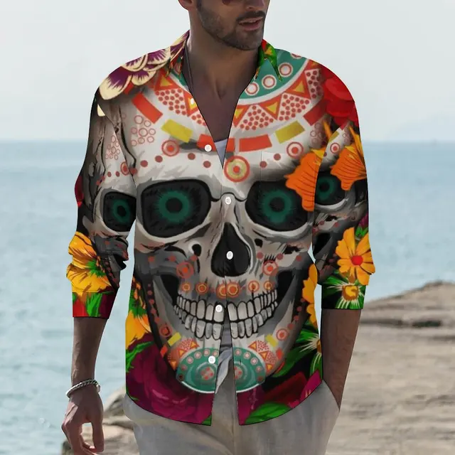 トップス 20AW SKULL FLOWER long shirt LAD MUSICIAN LONG SLEEVE SHIRT 20AW DECHINE INKJET FLOWER