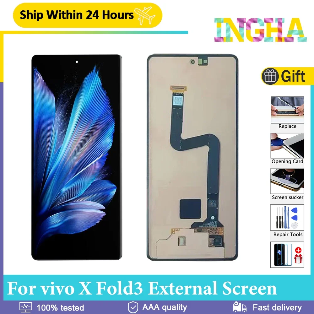 

6.53" Original AMOLED For vivo X Fold3 External Screen Touch Screen Digitizer Assembly For vivo X Fold 3 Small LCD Replacement