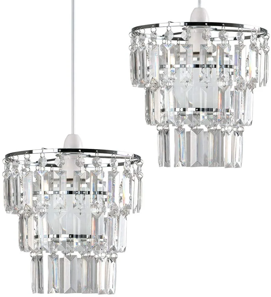 Colour Clear Pear Drop Ceiling Pendant Chandelier Light Shade with Chrome Frame 