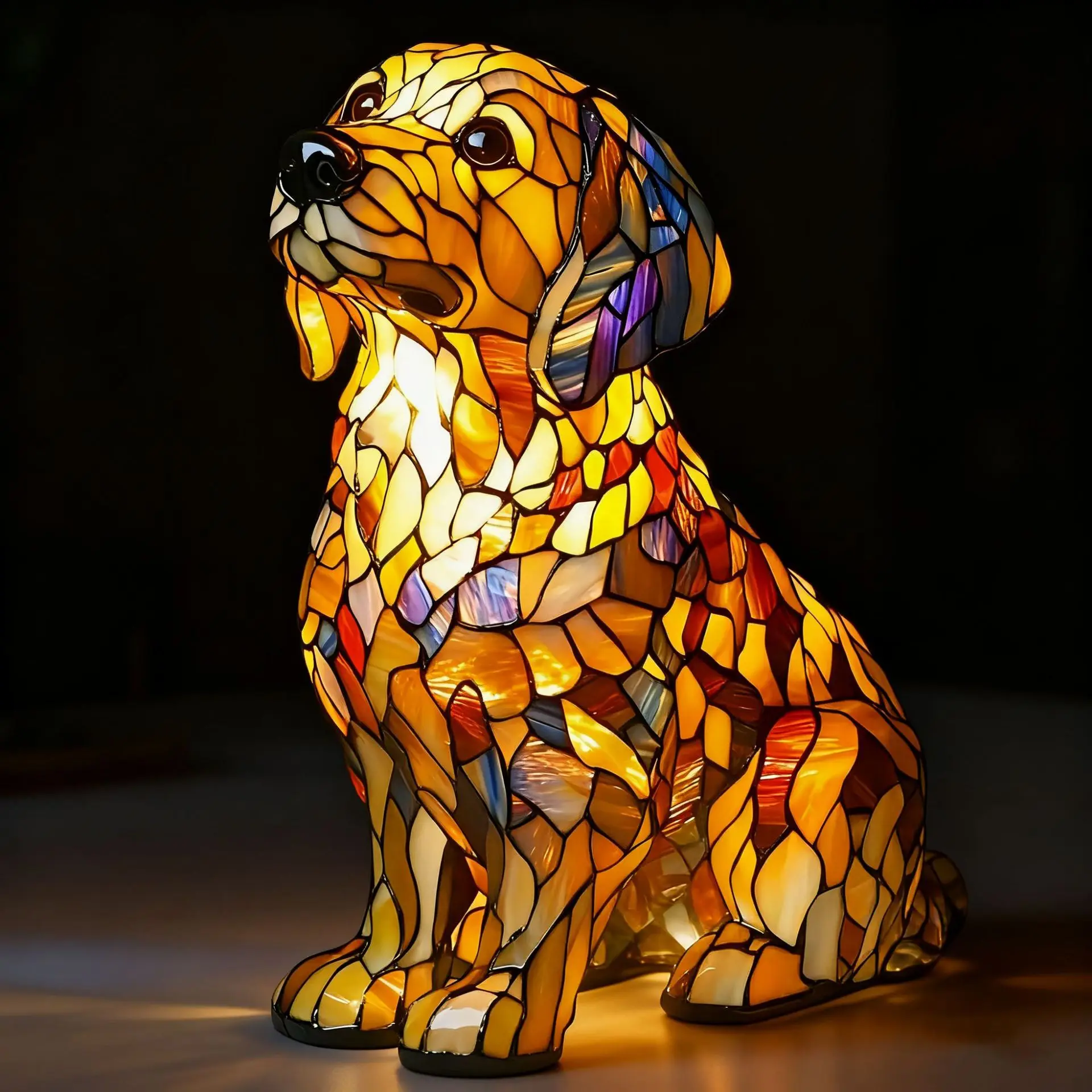 LED Nachtlicht Emittierende Harz Ornament Katze Und Hund Serie Kunst Tier Statue Kreative Hause Desktop Dekoration Skulptur – Detail 22