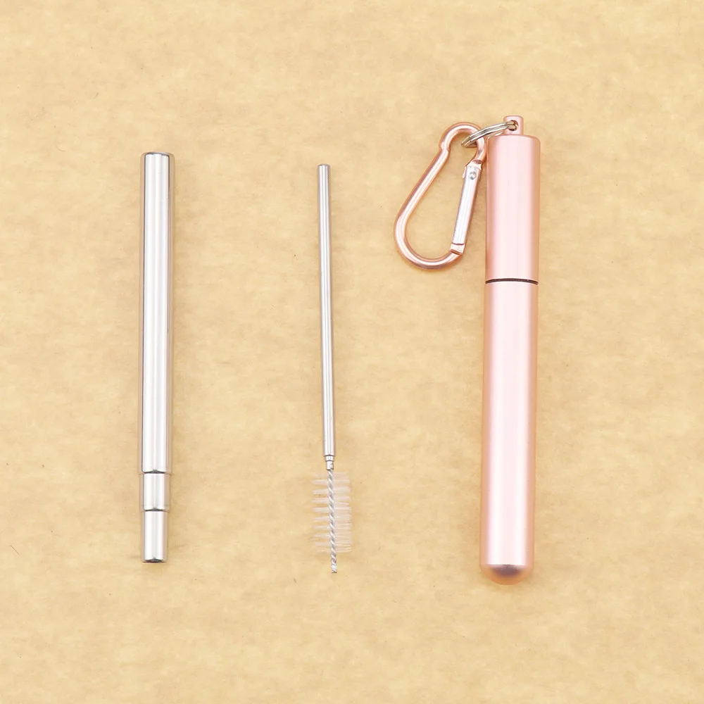 304 Stainless Steel Straw Retractable Coffee Straw Telescopic Milk Tea Stirring Reusable Straw, Foldable Beverage retractable straw