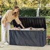 1pc Waterproof Patio Deck Box Cover, Outdoor Protection For Rain, Dust & Sun With Silver-Coated 210D Oxford Fabric 2