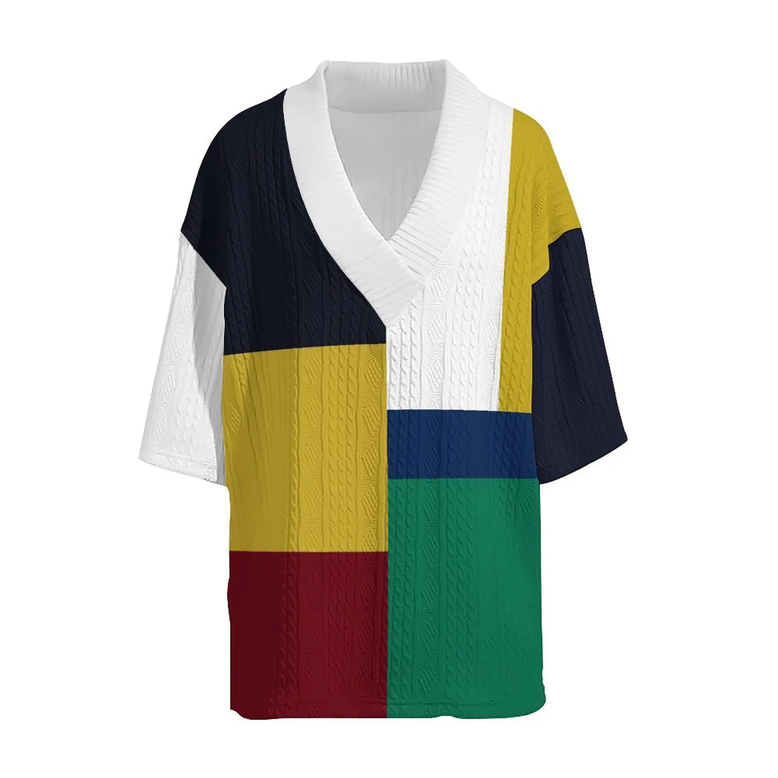 2024 New Summer Men's Set Loose Casual Sports Suit High-quality Jacquard V-neck Short-sleeved Shorts Two-piece Men's Clothing 4