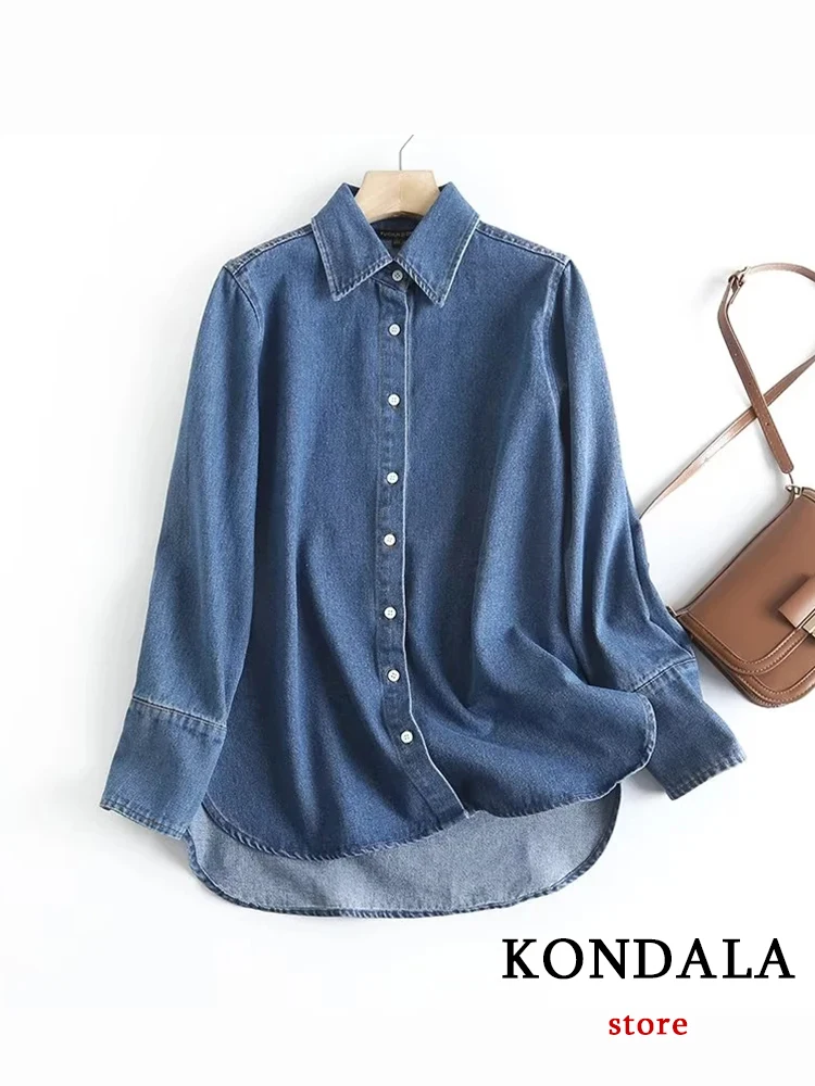 KONDALA-Chic-Solid-Casual-Cotton-Women-Shirts-Outwear-Fashion-2023 ...