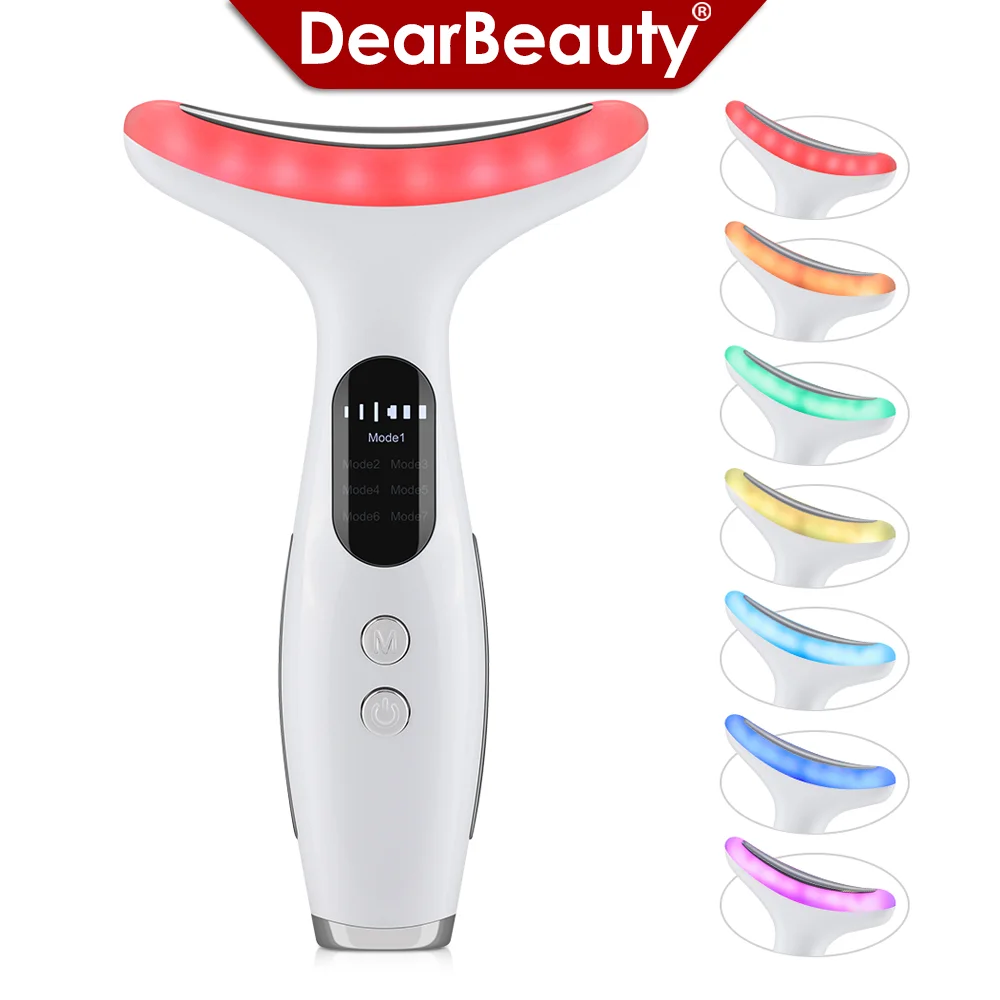 7 Colors LED Face Neck Massager EMS Face Sculpting Tool Skin Rejuvenation Device Facial Lifting Beauty Machine Skin Care Tools