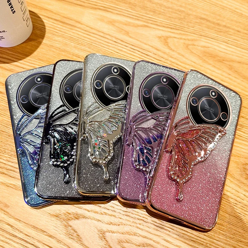 Enhance your device with the Elegant Butterfly Glitter Pink Phone Case