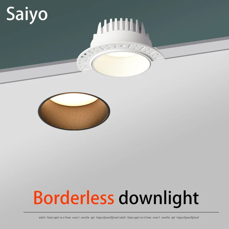 Saiyo LED Borderless Downlight 7W 10W 12W 15W Replaceable Spot Lights Recesse Ceiling Lamp 85-265V For Home Shop Indoor Lighting