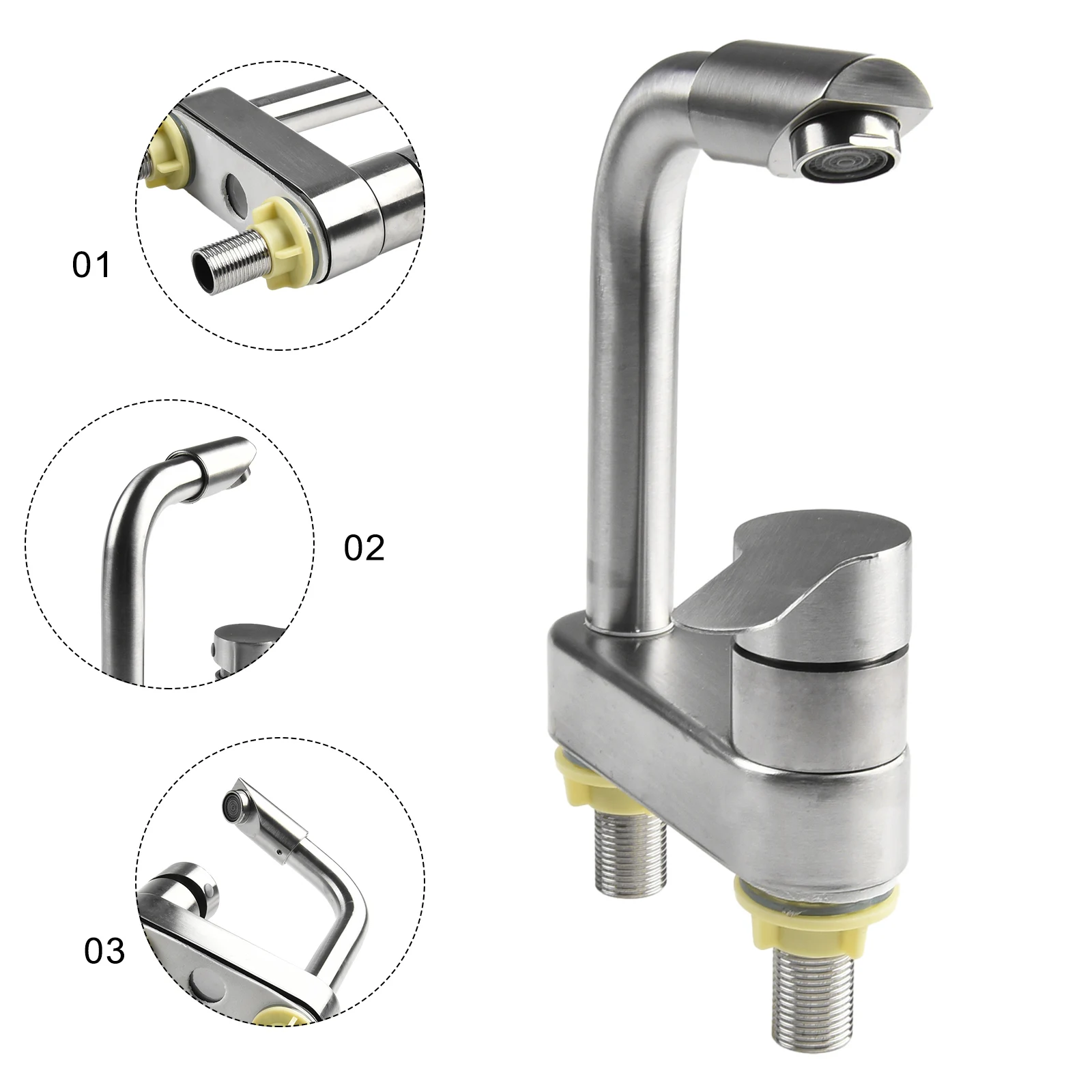 Bathroom Basin Faucets Single Cold Water Bathroom Sink Faucets Brushed 304 Stainless Steel Single Handle Washbasin Tap 3