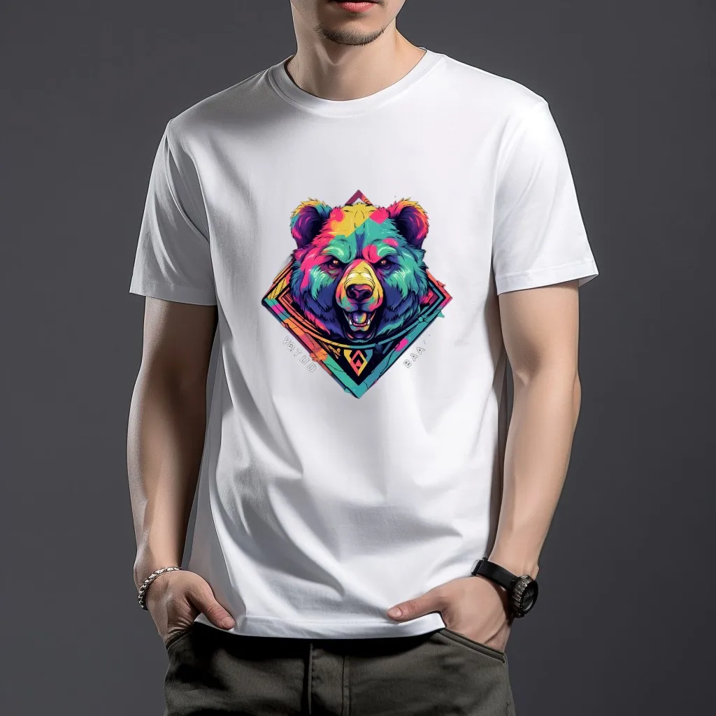 

WSFEC S-4XL Oversized T Shirt for Men Clothing Fashion Bear Pattern Short Sleeve 100% Cotton Breathable Loose Outdoor Casual Top